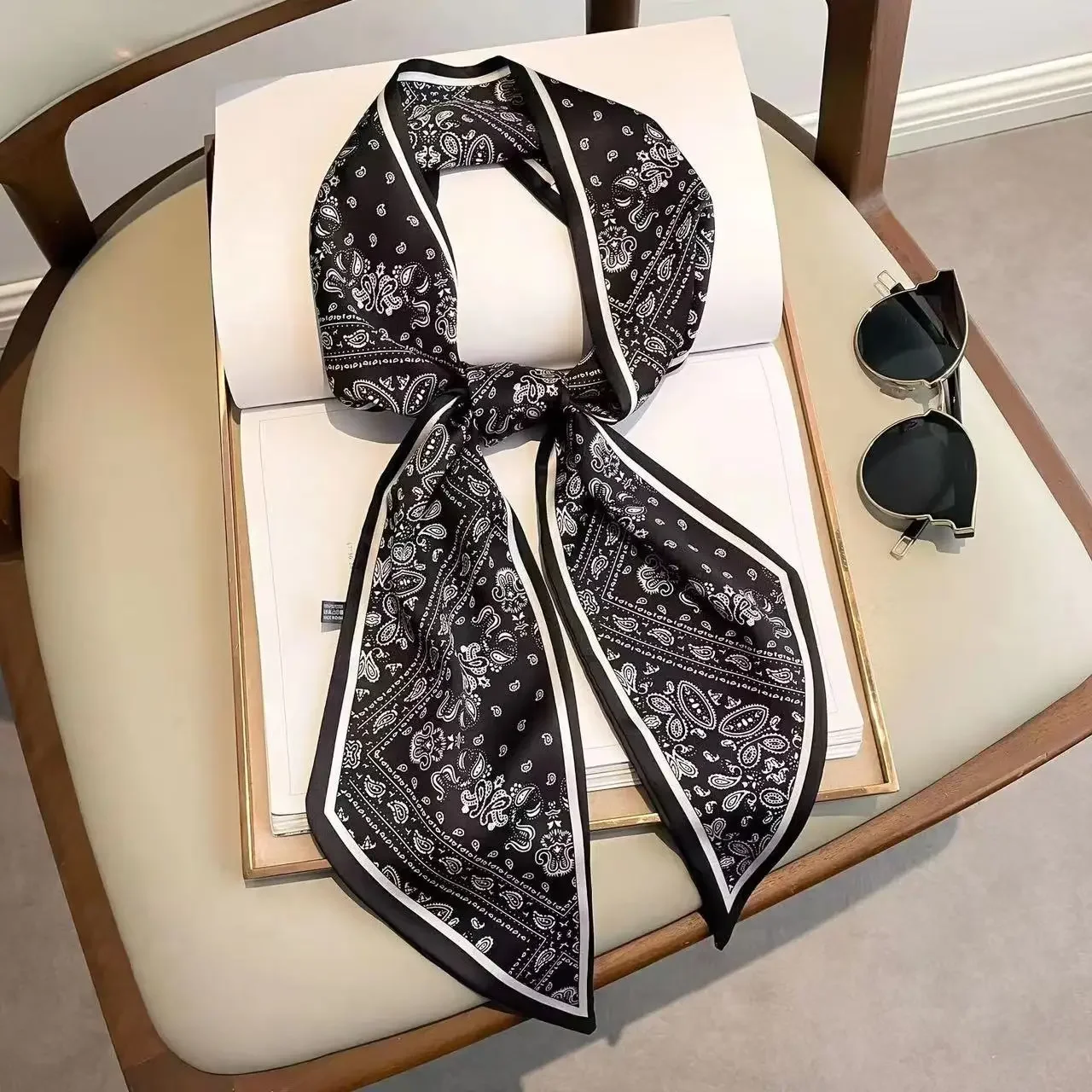 Luxury Bags Shopping - Design Print Skinny Scarf Plaid Horse
