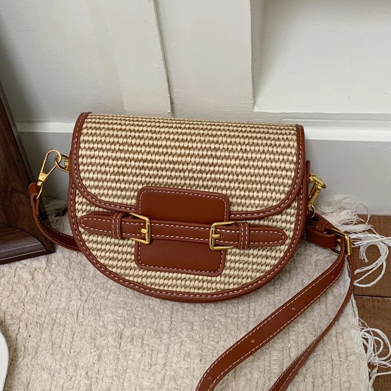 Luxury Bags For Women - England Style Mini Straw Saddle Bags