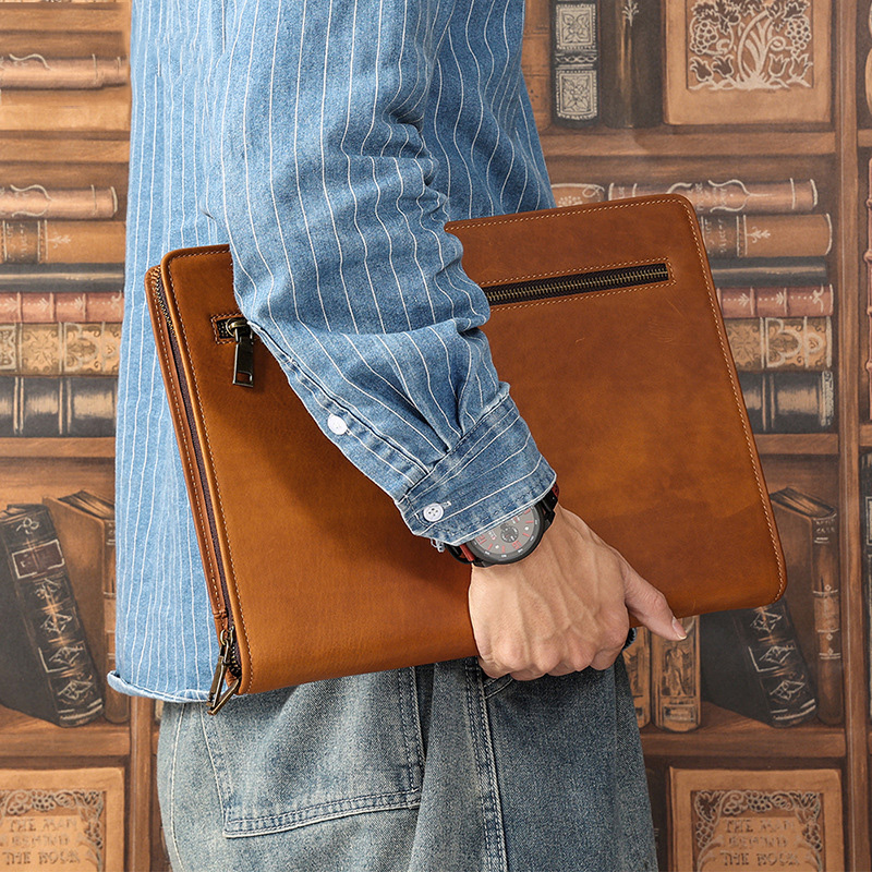 Luxury Bags For Laptop - Crazy Horse leather Ipad case 12.9