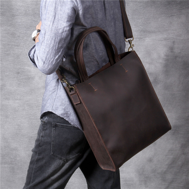 Vintage genuine leather men ha - Luxury Bags For Laptop ulasan dan harga