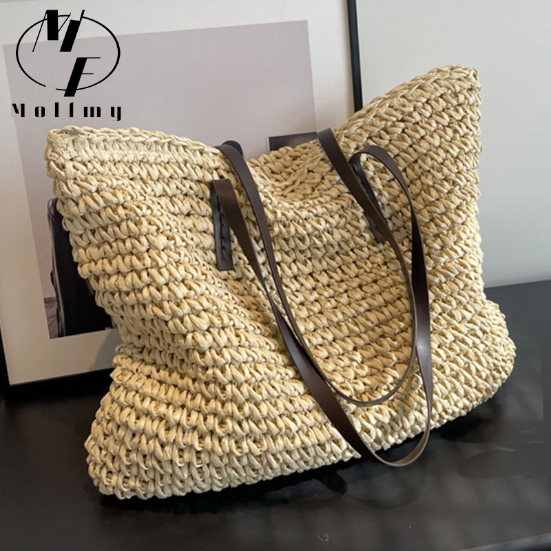 Straw Woven Tote Bags Casual L - Luxury Bags Shopping ulasan dan harga