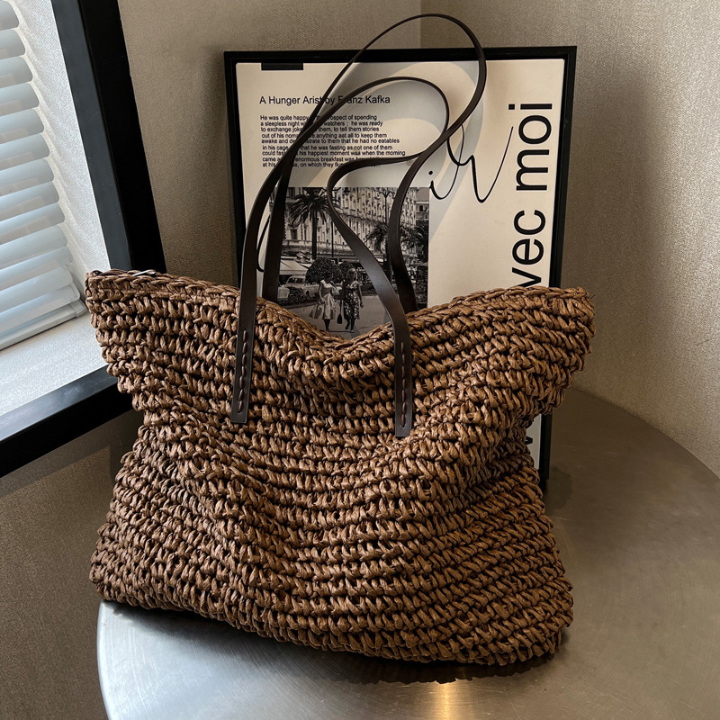 Straw Woven Tote Bags Casual L - Luxury Bags Shopping ulasan dan harga